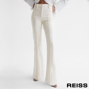 REISS **NWT** Florence High Rise Flared Cotton Trousers in Cream